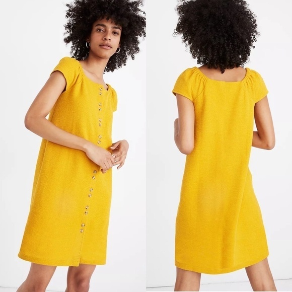 Madewell Texture & Thread Cap-Sleeve Dress in Yellow Size Extra Small - Picture 9 of 9